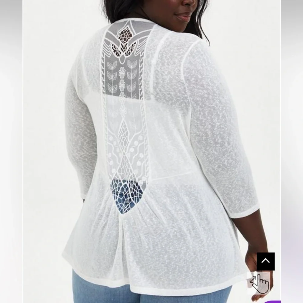 Torrid Slub 3/4 Sleeve Lace Back Sweater
